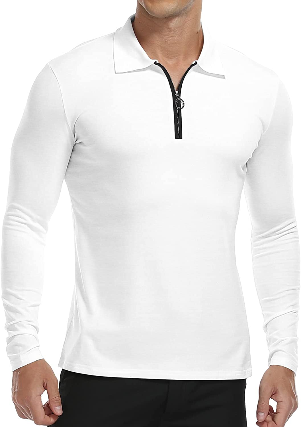 YTD Men's Short/Long Sleeve Polo Shirts Quarter-Zip Casual Slim Fit Lapel Neck Basic Designed Cotton Shirts - Image 7